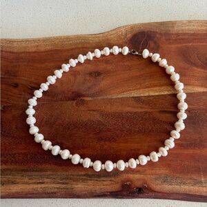 Vintage Natural 4-6mm White Freshwater Baroque Pearl Necklace 20" Gift Women